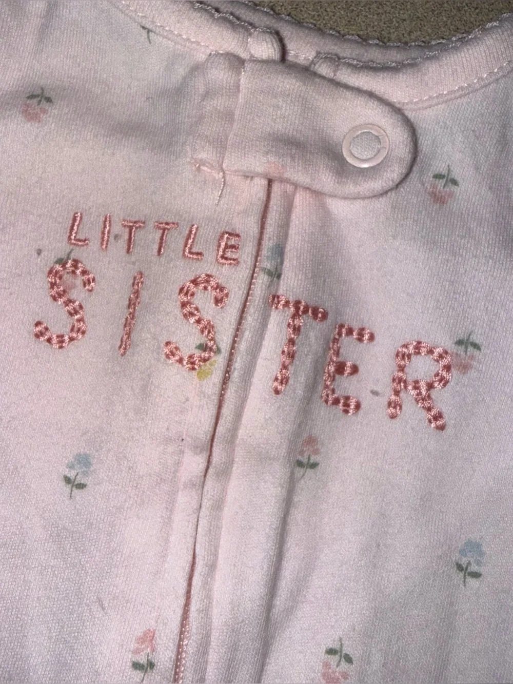 Carter’s Preemie Baby Girl Sleeper Pajamas Little Sister Floral Print Two Way Zi